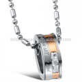 Engraved titanium with crystal pendant necklace for lover